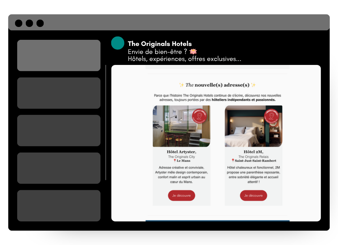 Mockup newsletter The Originals Hotels